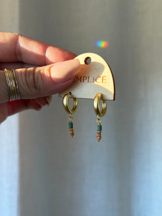 Turquoise and Terracotta Huggie Hoops