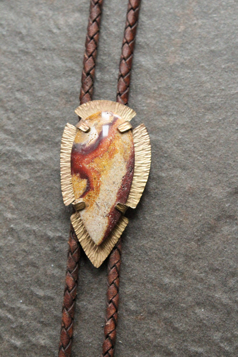 Red Lace Agate Bolo Tie - Something In The Orange