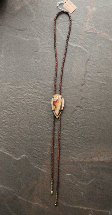 Red Lace Agate Bolo Tie - Something In The Orange