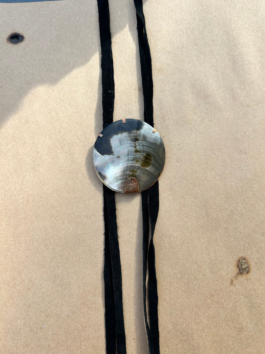 Mother of pearl suede bolo tie