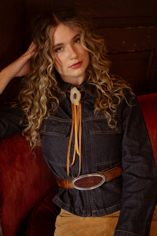 Brown and Blue Agate Bolo Tie