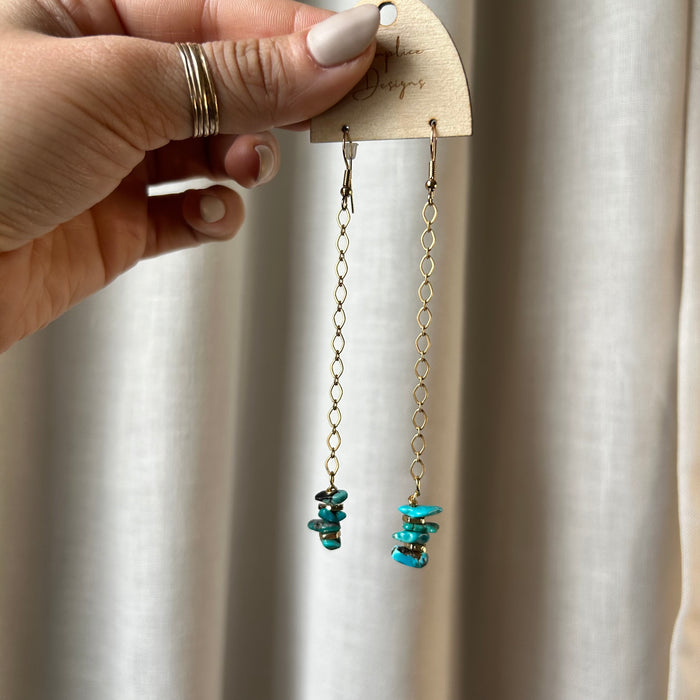 Light blue turquoise drop earrings (adjustable chain length)