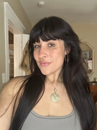 14k filled coin pendant necklace with Turquoise - Our Lady of Guadalupe