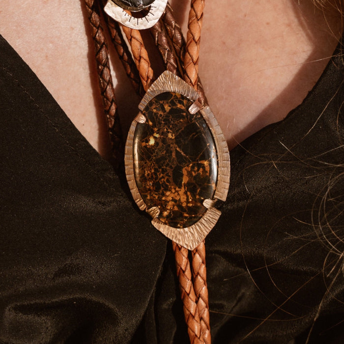 Brown + Black Jasper bolo tie