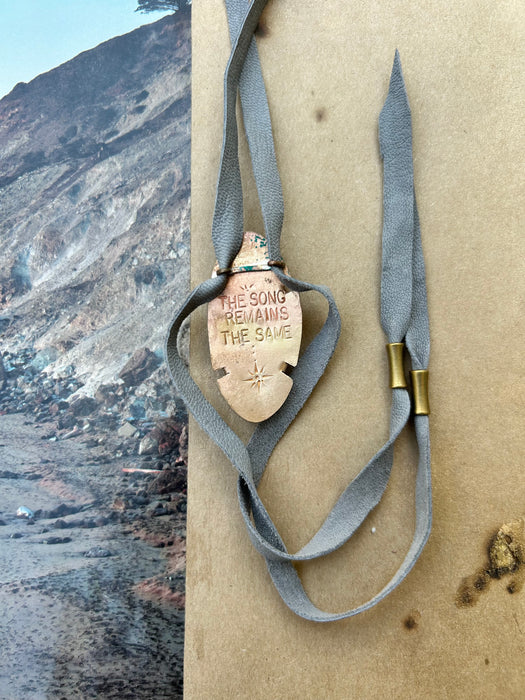 Chalcedony suede bolo tie - led Zep