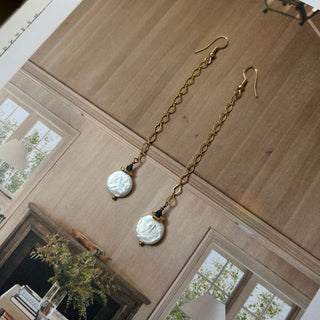 Pearl duster earrings with raw Sapphires