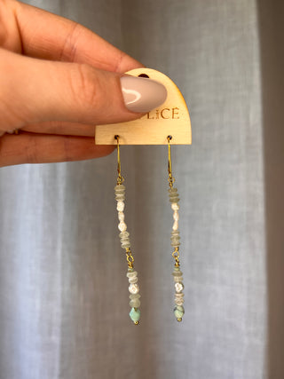 Light blue sea glass and Turquoise earrings