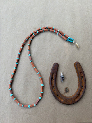 Turquoise and Terracotta Hat Band