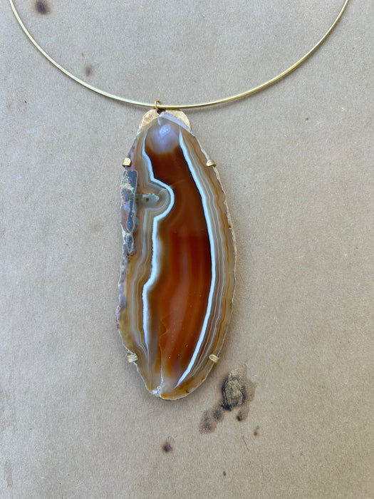 Large Orange lace agate choker
