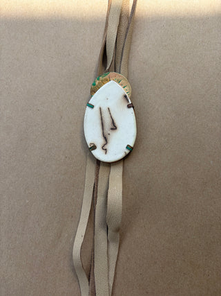 Horse Hair Pottery bolo - Light Blue Patina