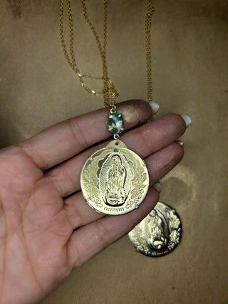 14k gold filled coin pendant - Our Lady of Guadalupe