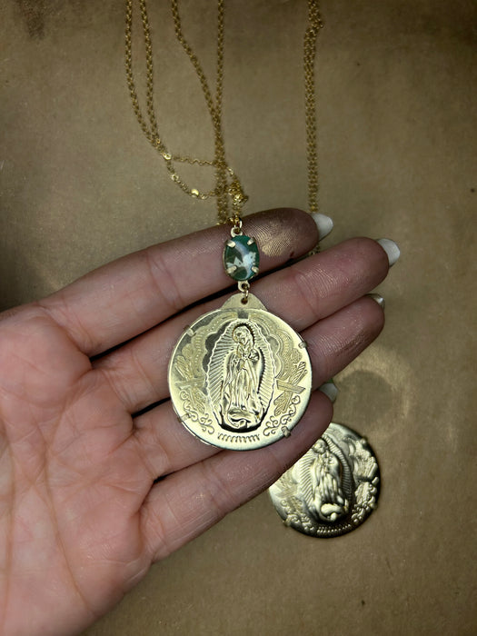 14k gold filled coin pendant - Our Lady of Guadalupe