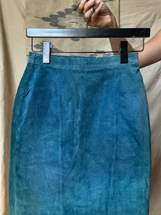 Blue Leather Skirt