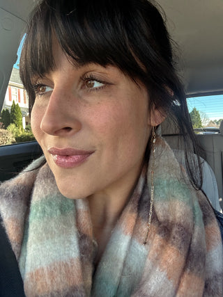 Long pearl and terracotta earrings