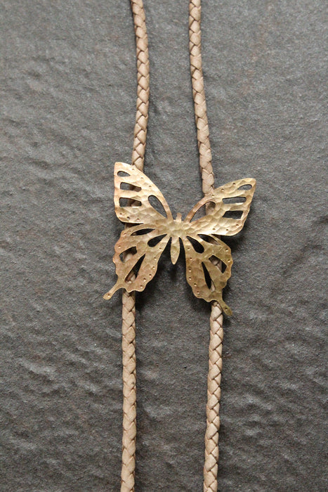 Bronze butterfly bolo tie