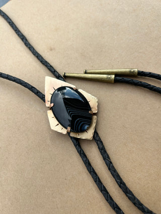 Black Agate Bolo Tie *