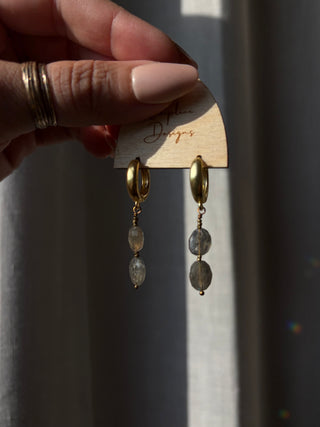 Labradorite Huggie Hoops