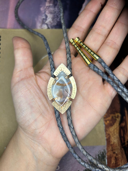 Lavender Agate bolo tie