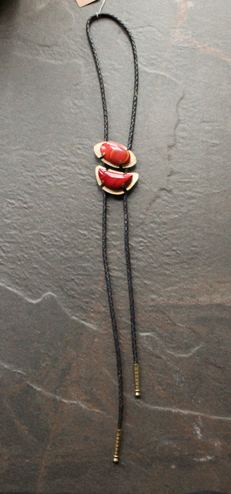 Red Fordite Bolo Tie