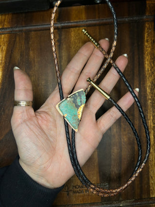 Turquoise triangle bolo tie