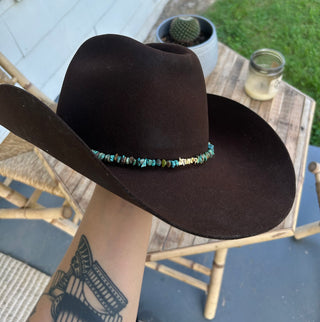 Turquoise + gold hat band