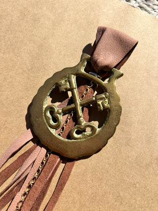 Key Horse Bridle Medallion Accessory with Turquoise