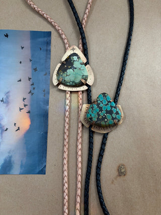 Large Blue Green Turquoise bolo tie