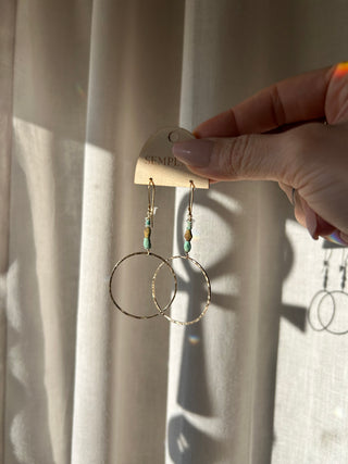 Terracotta and turquoise hoop earrings