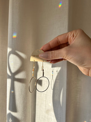 Pearl and terracotta hoop earrings