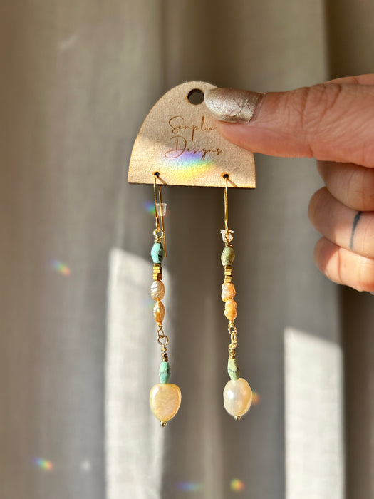 Pearl and turquoise earrings