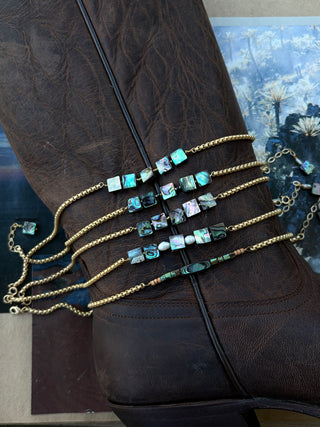 Abalone Boot Jewelry - 14k matte gold plated
