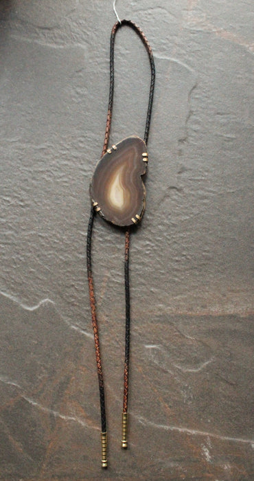 Brown Lace Agate Bolo Tie - Seven Spanish Angels