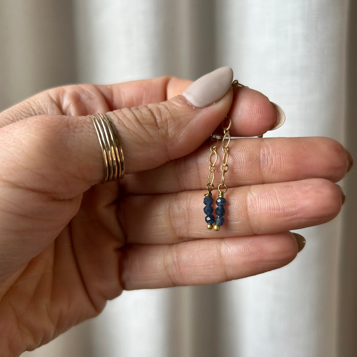 Faceted sapphire drop earrings