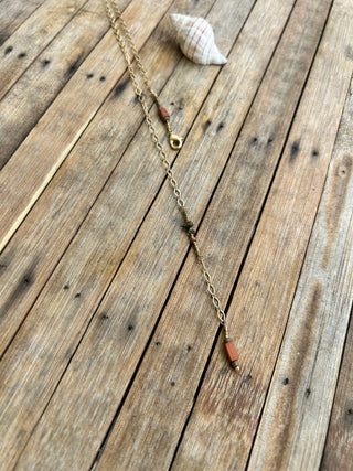 Terracotta and Turquoise drop necklace