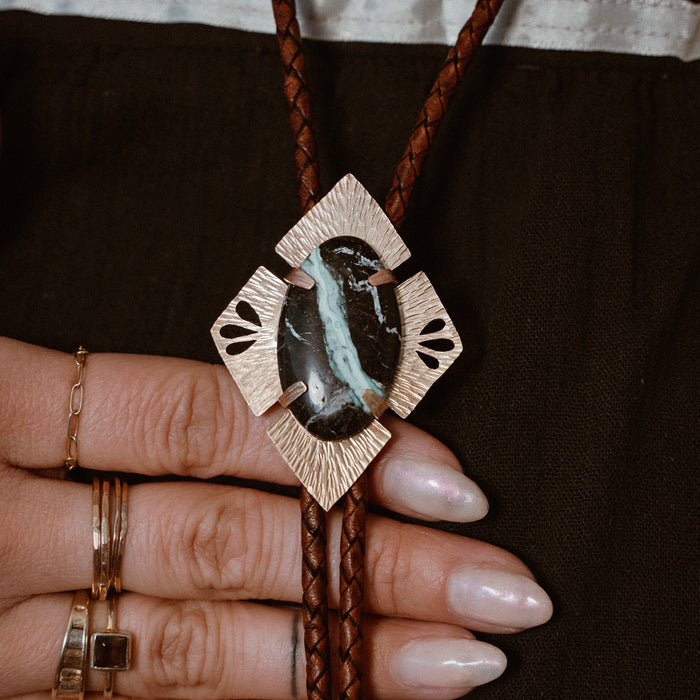 “White River” rare Turquoise bolo tie