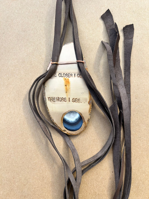 Blue lace agate suede bolo