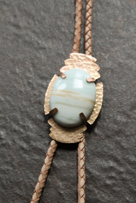 Green Lace Agate bolo tie