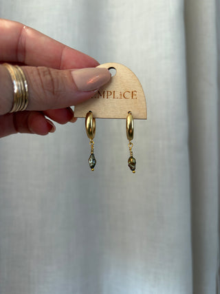 Brown Pearl Huggie Hoops