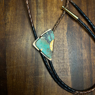 Turquoise triangle bolo tie