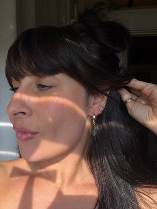 Labradorite Huggie Hoops