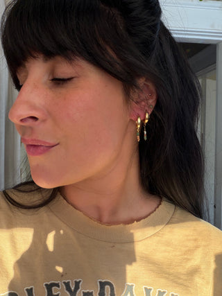 Turquoise and Terracotta Huggie Hoops