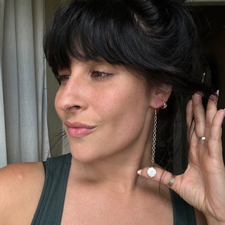 Pearl duster earrings with raw Sapphires