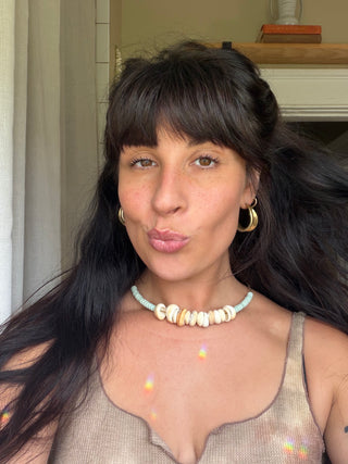 Simple Shell + Turquoise Choker Necklace