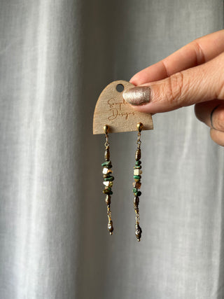 Brown Pearl and turquoise drop studs