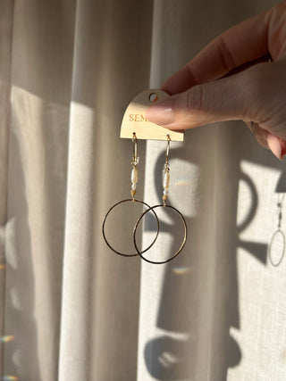 White pearl and seaglass earrings