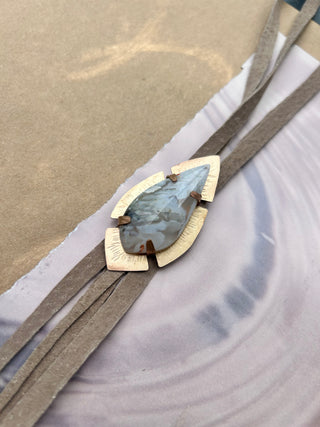 Gray Agate with hand-cut suede