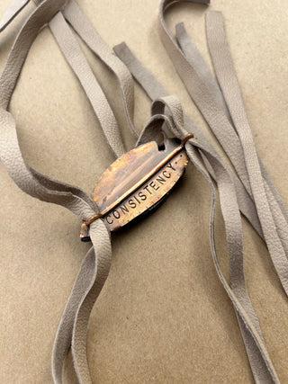 Black and Tan Petrified Wood Suede Bolo Tie
