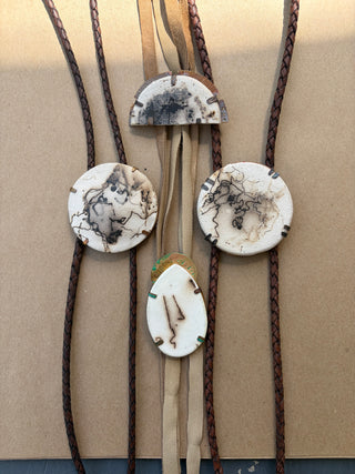 Horse Hair Pottery bolo - Light Blue Patina