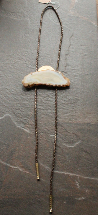 Cream lace Agate Bolo Tie - That Lucky Old Sun