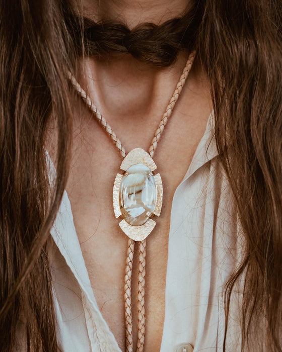 Cream Agate bolo tie - "Heavy Eyes" Zach Bryan